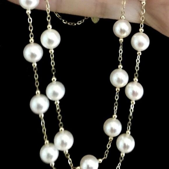 Akoya Pearl Ruby Necklace 14k Gold 7.80 mm 19 3/4" Certified $2,450 820424 - Picture 6 of 7